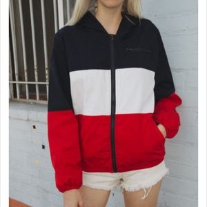 Brandy Melville red white and blue windbreaker